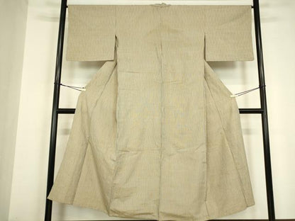 平和屋着物▽上質な紬　単衣　縞　正絹　逸品　DABH6601az