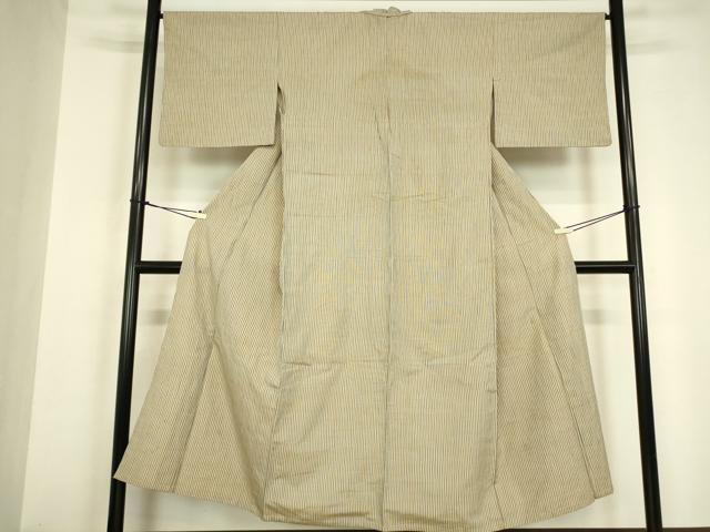 平和屋着物▽上質な紬　単衣　縞　正絹　逸品　DABH6601az