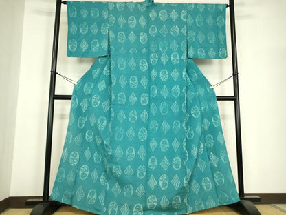 平和屋着物▽上質な小紋　単衣　ろうけつ染め　草花文　正絹　逸品　DABH6603az