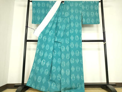 平和屋着物▽上質な小紋　単衣　ろうけつ染め　草花文　正絹　逸品　DABH6603az