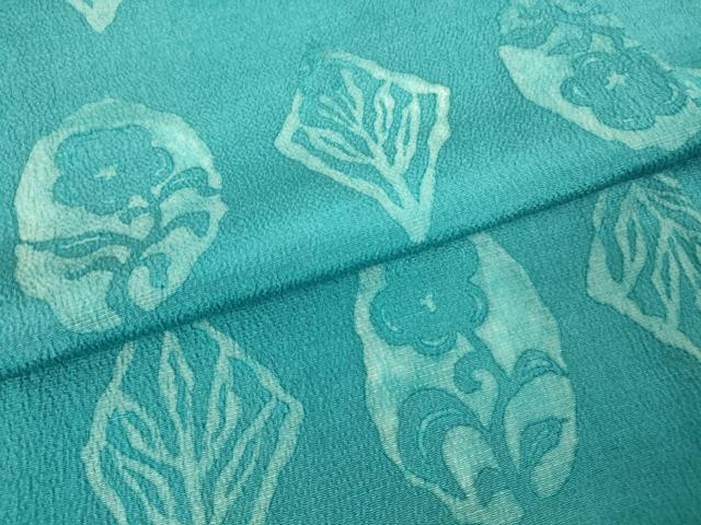 平和屋着物▽上質な小紋　単衣　ろうけつ染め　草花文　正絹　逸品　DABH6603az