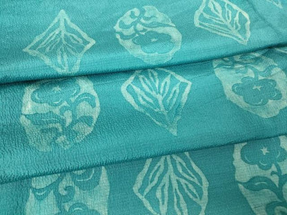 平和屋着物▽上質な小紋　単衣　ろうけつ染め　草花文　正絹　逸品　DABH6603az