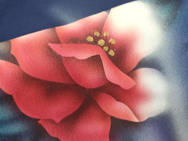 平和屋着物▽訪問着　単衣　草花文　暈し染め　銀彩　正絹　逸品　DABH6604az