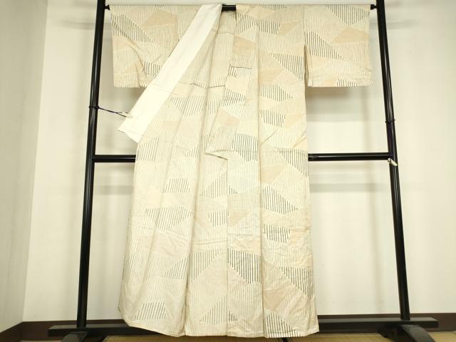 平和屋着物▽上質な小紋　単衣　切嵌め文様　正絹　逸品　DABH6605az