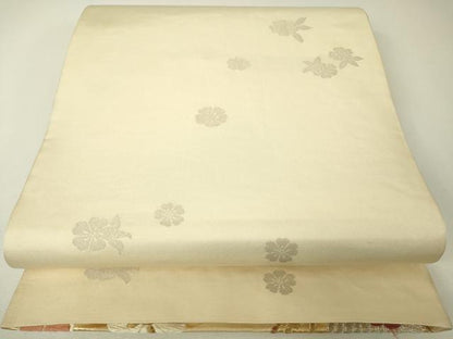 平和屋着物▼両面　六通柄袋帯　唐織　若松葉花文　金銀糸　正絹　逸品　DABH6626az