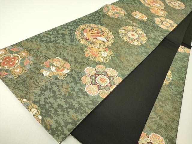 平和屋着物▼六通柄袋帯　正倉院鳳凰花文　金糸　正絹　逸品　DABH6627az