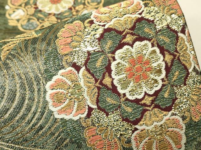 平和屋着物▼六通柄袋帯　正倉院鳳凰花文　金糸　正絹　逸品　DABH6627az