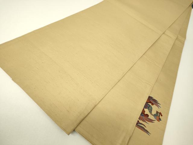 平和屋着物●中国三大刺繍　スワトウ刺繍　汕頭刺繍　総刺繍　太鼓柄袋帯　紬地　鳳凰花文　正絹　逸品　DABH6632az