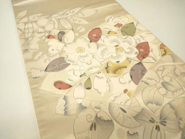 平和屋着物▼中国三大刺繍　相良刺繍　総刺繍　太鼓柄袋帯　辻が花　金糸　正絹　逸品　DABH6642az