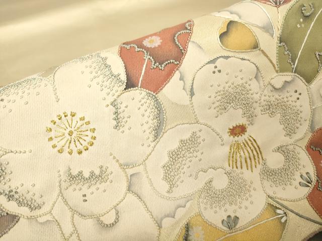 平和屋着物▼中国三大刺繍　相良刺繍　総刺繍　太鼓柄袋帯　辻が花　金糸　正絹　逸品　DABH6642az