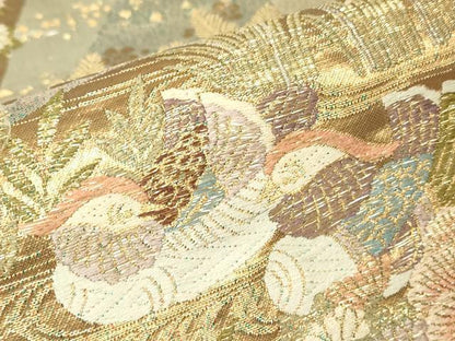 平和屋着物▼西陣　六通柄袋帯　蒔絵　金糸　正絹　逸品　DABH6658az