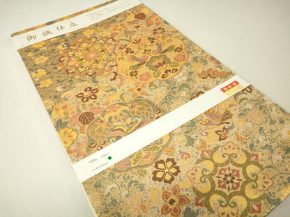 平和屋着物▼六通柄袋帯　古代彫金紋　正倉院向い鳥花文　正絹　逸品　未使用　DABH6666az