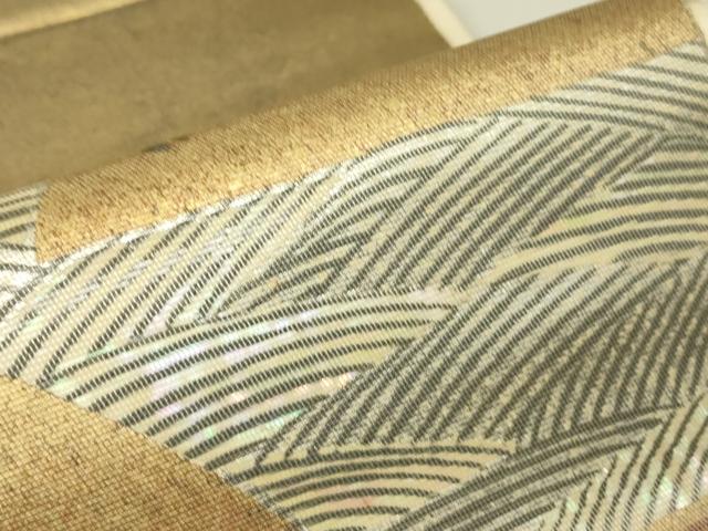 平和屋着物▼太鼓柄袋帯　作家物　螺鈿箔　流水文　引箔　正絹　逸品　DABH6675az