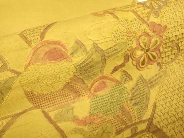 平和屋着物●中国三大刺繍　スワトウ刺繍　汕頭刺繍　蘇州刺繍　総刺繍　太鼓柄袋帯　紬地　鴛鴦花文　正絹　逸品　DABH6686az