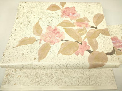 平和屋着物▼九寸名古屋帯　螺鈿箔　草花文　金彩　引箔　正絹　逸品　DABH6689az