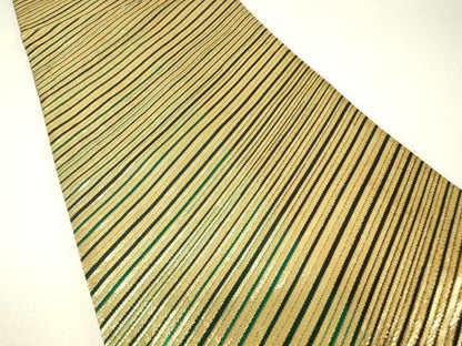 平和屋着物▼佐賀錦　両面　六通柄袋帯　籬花文　金銀糸　正絹　逸品　DABH6714az