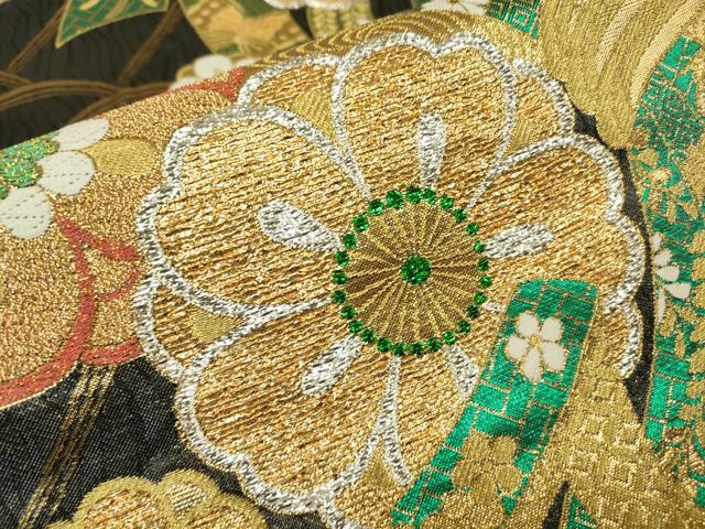 平和屋着物▼六通柄袋帯　束ね熨斗舞花文　金銀糸　正絹　逸品　DABH6719az