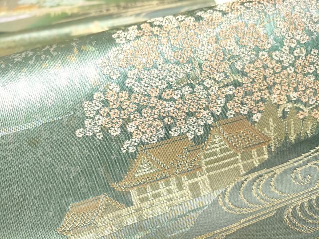 平和屋着物▼六通柄袋帯　日本の情景　江戸百景　金糸　引箔　正絹　逸品　DABH6725az