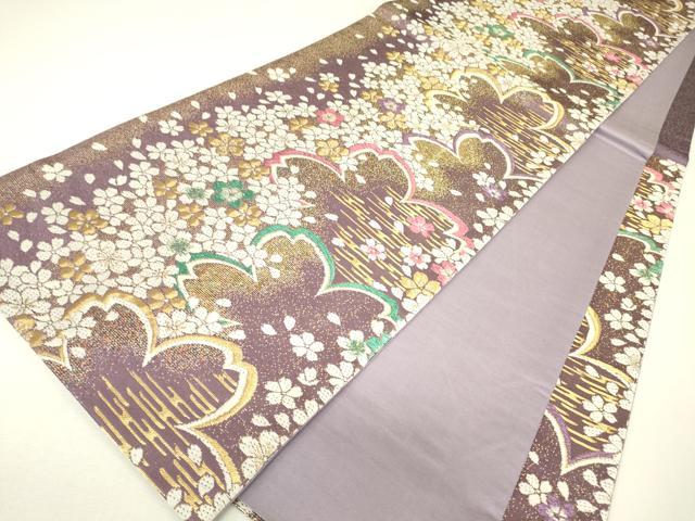 平和屋着物▼六通柄袋帯　舞桜文　金糸　正絹　逸品　DABH6726az