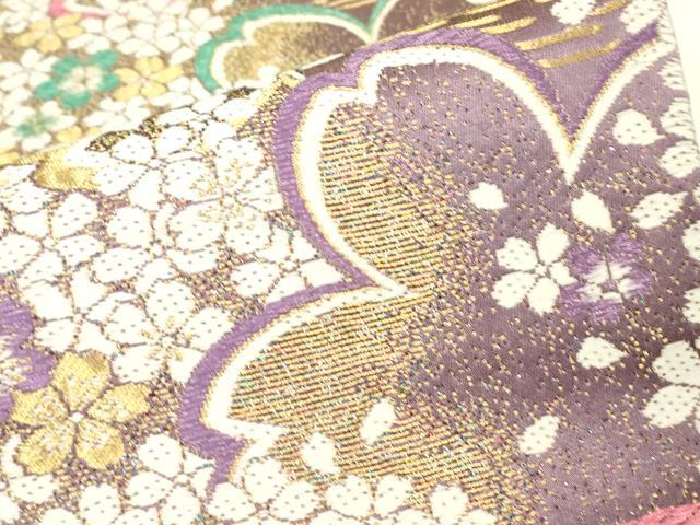 平和屋着物▼六通柄袋帯　舞桜文　金糸　正絹　逸品　DABH6726az