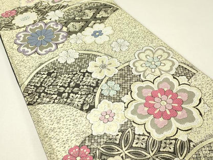 平和屋着物▼六通柄袋帯　正倉院花文　金糸　鈴乃屋扱い　正絹　逸品　DABH6727az