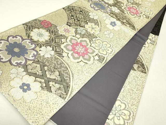 平和屋着物▼六通柄袋帯　正倉院花文　金糸　鈴乃屋扱い　正絹　逸品　DABH6727az