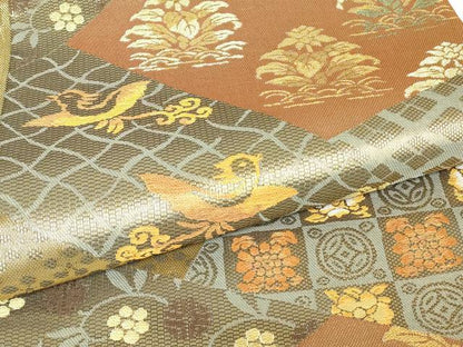 平和屋本店▼六通柄袋帯　本金　正倉院華紋　正絹　逸品　DABH6730az