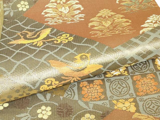 平和屋本店▼六通柄袋帯　本金　正倉院華紋　正絹　逸品　DABH6730az
