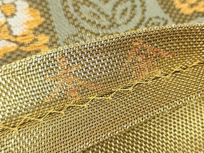 平和屋本店▼六通柄袋帯　本金　正倉院華紋　正絹　逸品　DABH6730az