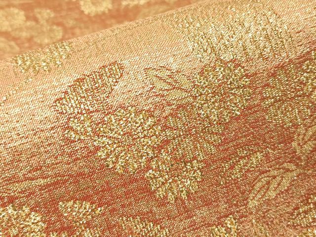 平和屋着物▼六通柄袋帯　横段花文　金糸　正絹　逸品　DABH6755az