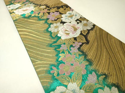 平和屋着物▼六通柄袋帯　舞花文　金糸　正絹　逸品　DABH6757az