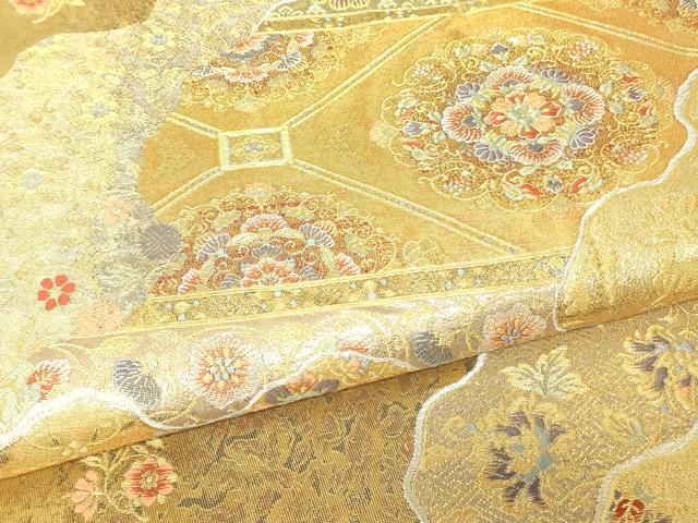 平和屋着物▼六通柄袋帯　螺鈿箱の景　金糸　正絹　逸品　DABH6767az