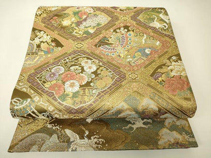 平和屋本店▼六通柄袋帯　琳派瑞祥錦　本金箔つづれ　正絹　逸品　DABH6770az