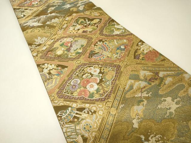 平和屋本店▼六通柄袋帯　琳派瑞祥錦　本金箔つづれ　正絹　逸品　DABH6770az