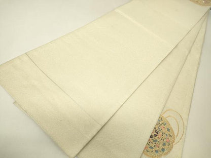 平和屋着物▼太鼓柄袋帯　明綴　鏡裏花文　金銀糸　正絹　逸品　DABH6775az