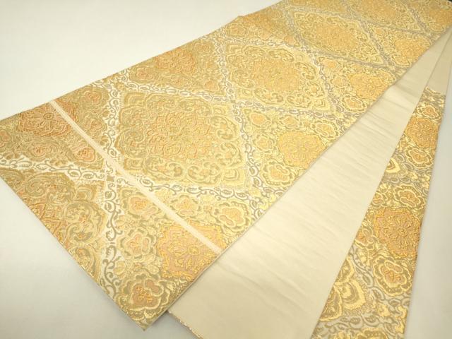平和屋着物▼六通柄　本袋帯　正倉院花文　金糸　正絹　逸品　DABH6780az