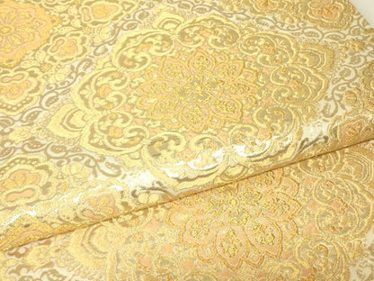 平和屋着物▼六通柄　本袋帯　正倉院花文　金糸　正絹　逸品　DABH6780az