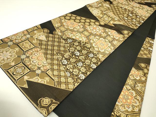 平和屋着物▼六通柄袋帯　松皮取華文　金糸　正絹　逸品　DABH6790az