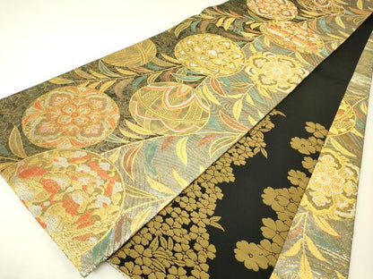 平和屋着物▼六通柄袋帯　花鳥毬文　金銀糸　正絹　逸品　DABH6797az