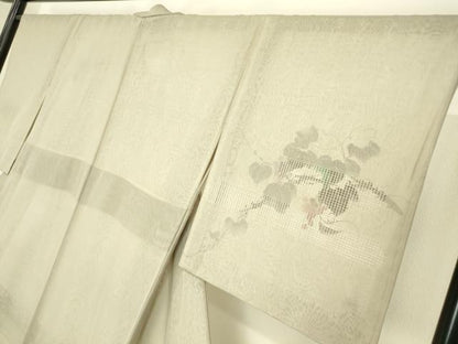 平和屋着物▽訪問着　無双　紗袷　紗×紗　葡萄蔦の葉　手描き　正絹　逸品　DABH6810az