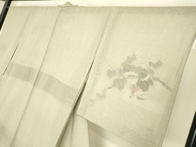 平和屋着物▽訪問着　無双　紗袷　紗×紗　葡萄蔦の葉　手描き　正絹　逸品　DABH6810az