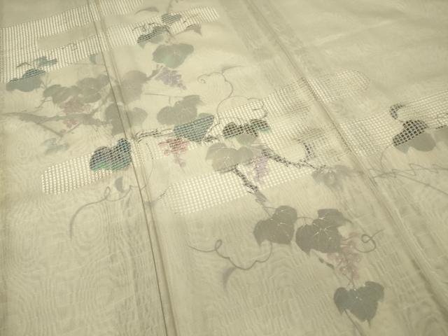 平和屋着物▽訪問着　無双　紗袷　紗×紗　葡萄蔦の葉　手描き　正絹　逸品　DABH6810az