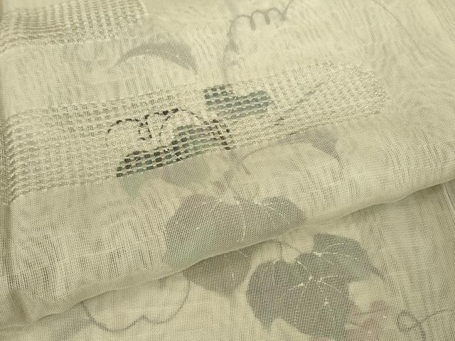 平和屋着物▽訪問着　無双　紗袷　紗×紗　葡萄蔦の葉　手描き　正絹　逸品　DABH6810az