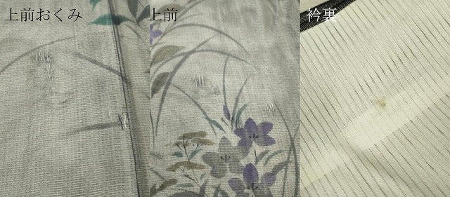 平和屋着物▽訪問着　無双　紗袷　紗×絽　草花文　手描き　金彩　正絹　逸品　DABH6812az