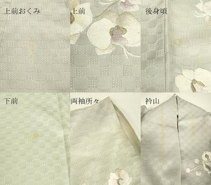 平和屋着物▽訪問着　単衣　総手刺繍　胡蝶蘭　金銀糸　正絹　逸品　DABH6814az