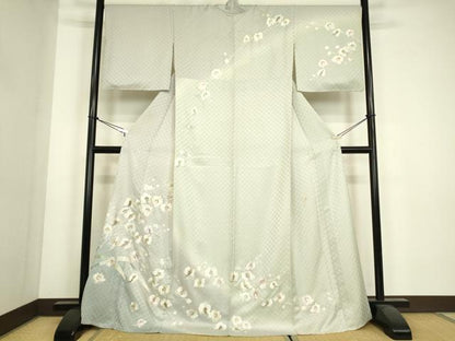 平和屋着物▽訪問着　単衣　総手刺繍　胡蝶蘭　金銀糸　正絹　逸品　DABH6814az