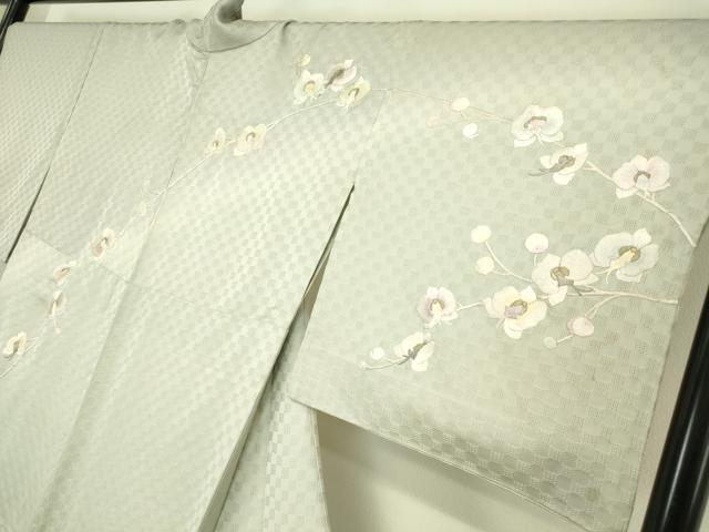 平和屋着物▽訪問着　単衣　総手刺繍　胡蝶蘭　金銀糸　正絹　逸品　DABH6814az
