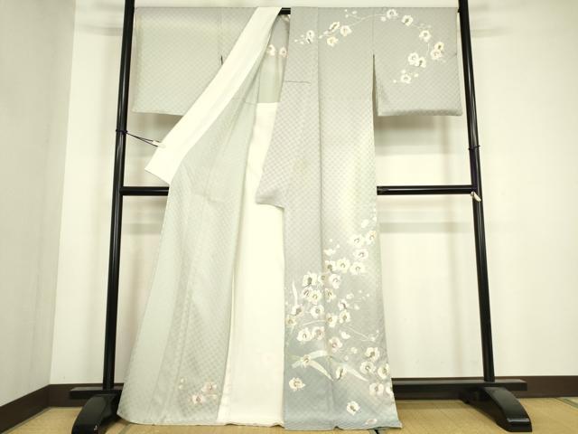 平和屋着物▽訪問着　単衣　総手刺繍　胡蝶蘭　金銀糸　正絹　逸品　DABH6814az