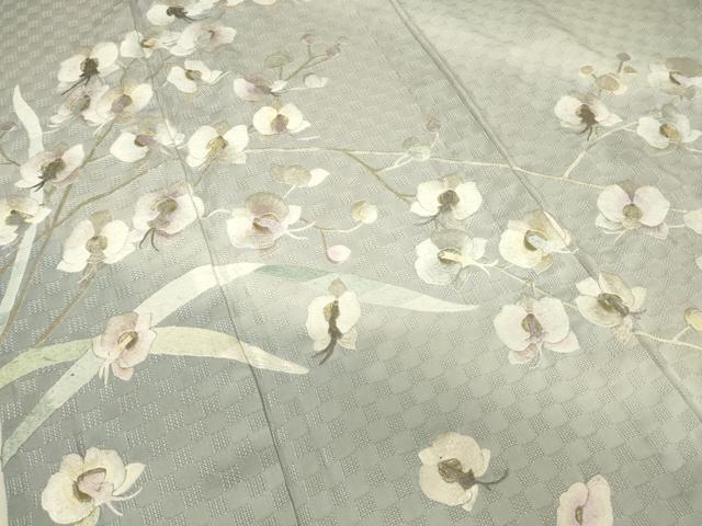 平和屋着物▽訪問着　単衣　総手刺繍　胡蝶蘭　金銀糸　正絹　逸品　DABH6814az