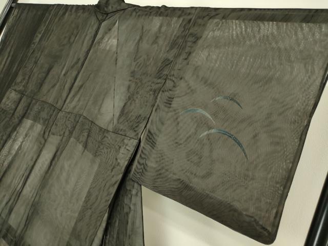 平和屋着物▽訪問着　無双　紗袷　紗×紗　梅雨芝文　黒地　金彩　正絹　逸品　DABH6816az